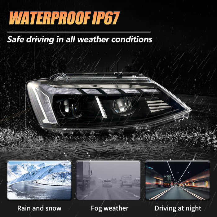 VLAND LED Headlights For Volkswagen (VW) Jetta MK6 Sagitar 2012-2018 With Sequential Animation Front Lamps