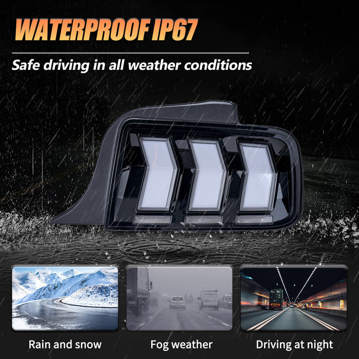 VLAND Full LED RGB Tail Lights For Ford Mustang 2005-2009 with Sequential Turn Signal