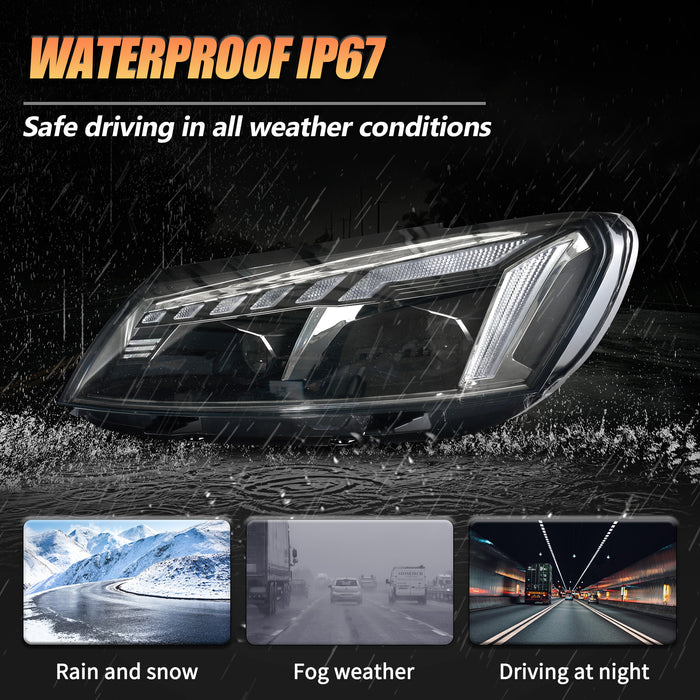 VLAND LED Projector Headlights For Volkswagen VW Passat 2011-2015 Halogen Model