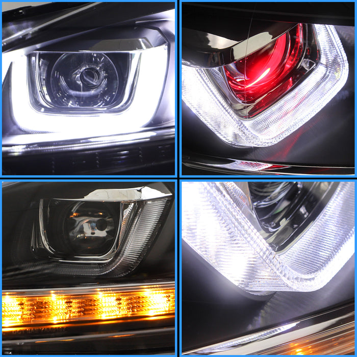VLAND LED Projector Headlights Red Demon Eyes For Volkswagen VW Golf Mk6 2008-2014 (TSI TDI GTD LPG)