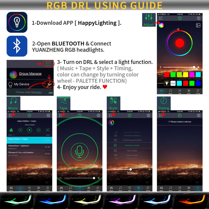 VLAND LED RGB Headlights and Taillights For Chevrolet Camaro 5th Gen Facelift 2014-2015 [DOT.]