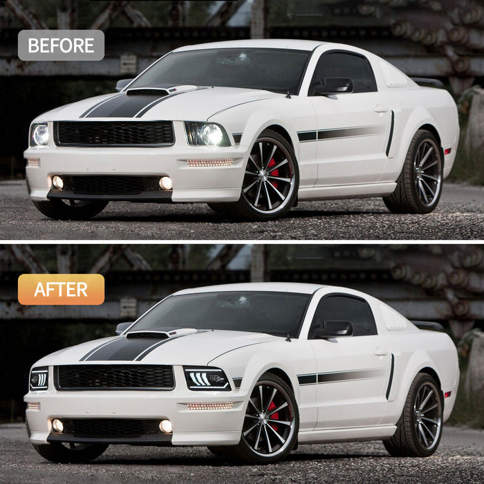 VLAND LED Dual Beam Headlights For Ford Mustang 2005-2009 Front Lights Assembly [SAE. DOT.]