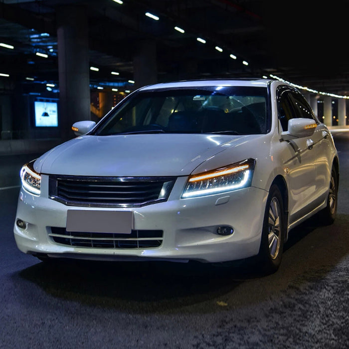 VLAND LED Headlights Honda Accord 2008-2012 8th Gen (NOT FOR 2-DOOR COUPE) With Blue Animation DRL