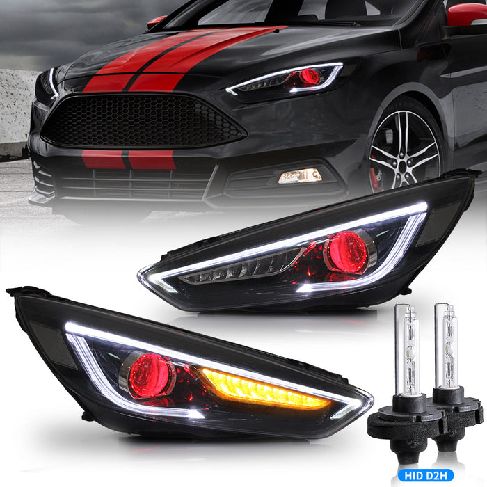 VLAND LED Demon Eye Headlights For Ford Focus 2015-2017 With Sequential Indicators Turn Signals