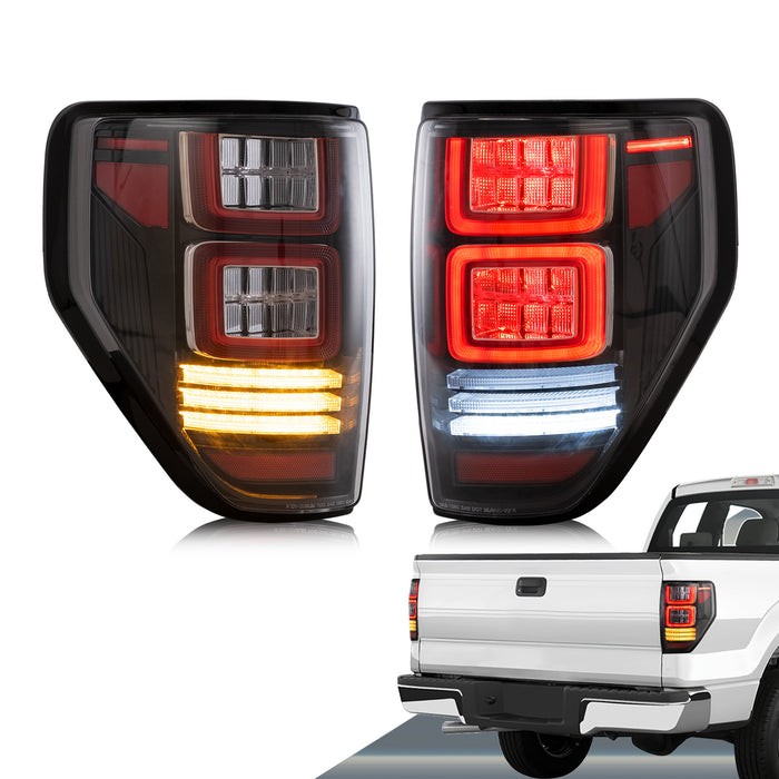 VLAND Full LED Tail Lights For Ford F150 2009-2014 Amber/Red Turn Signal [DOT.]