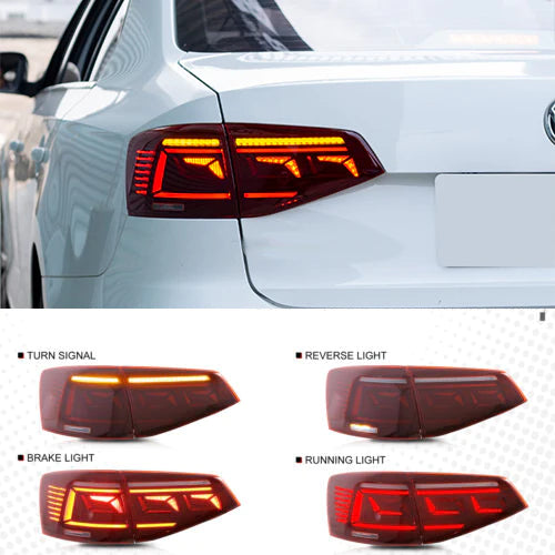 VLAND LED Tail Lights For Volkswagen [VW] Jetta MK6 2015-2018 With Start Up Animation Rear Lamps
