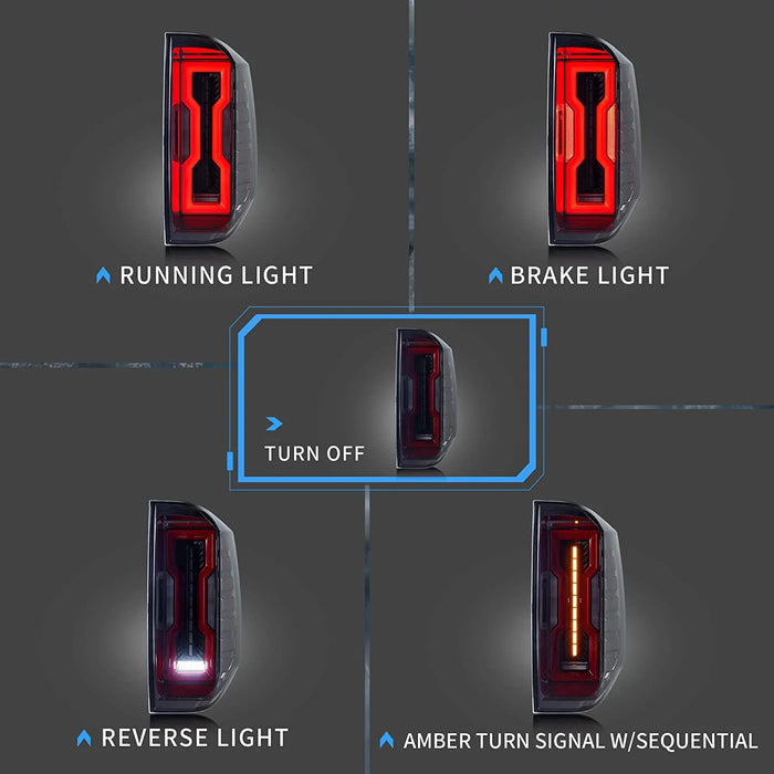 VLAND LED Tail Lights For Toyota Tundra 2014-2020 with Startup Animation DRL Rear Lamps Smoked