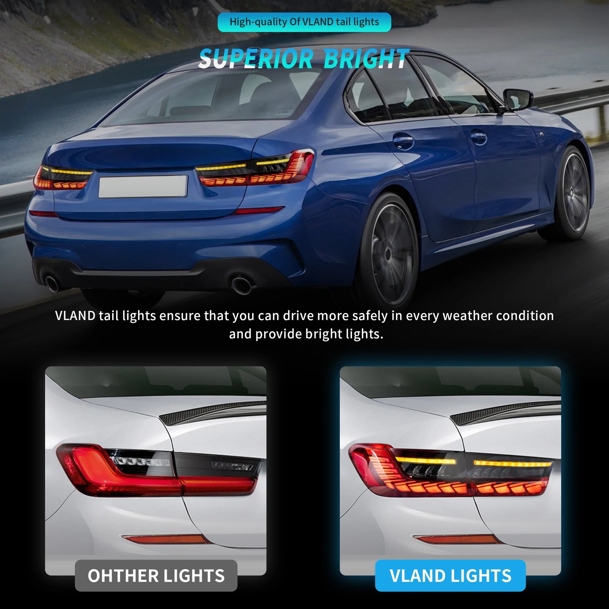 VLAND OLED Tail Lights For BMW 3-Series G20 Sedan 7th Gen 2019-2024 ...