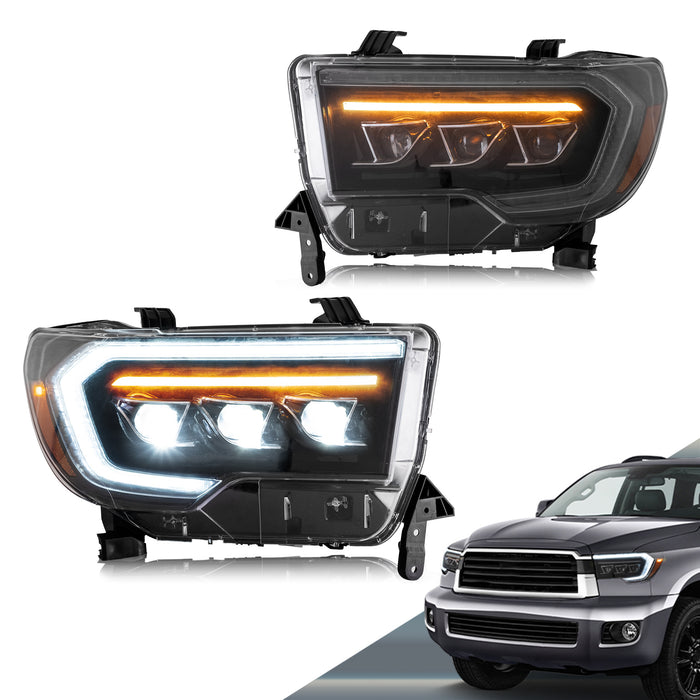 VLAND LED Projector Headlights For Toyota Tundra 2007-2013 & Toyota Sequoia 2008-2020 Front Lights [SAE./DOT.]