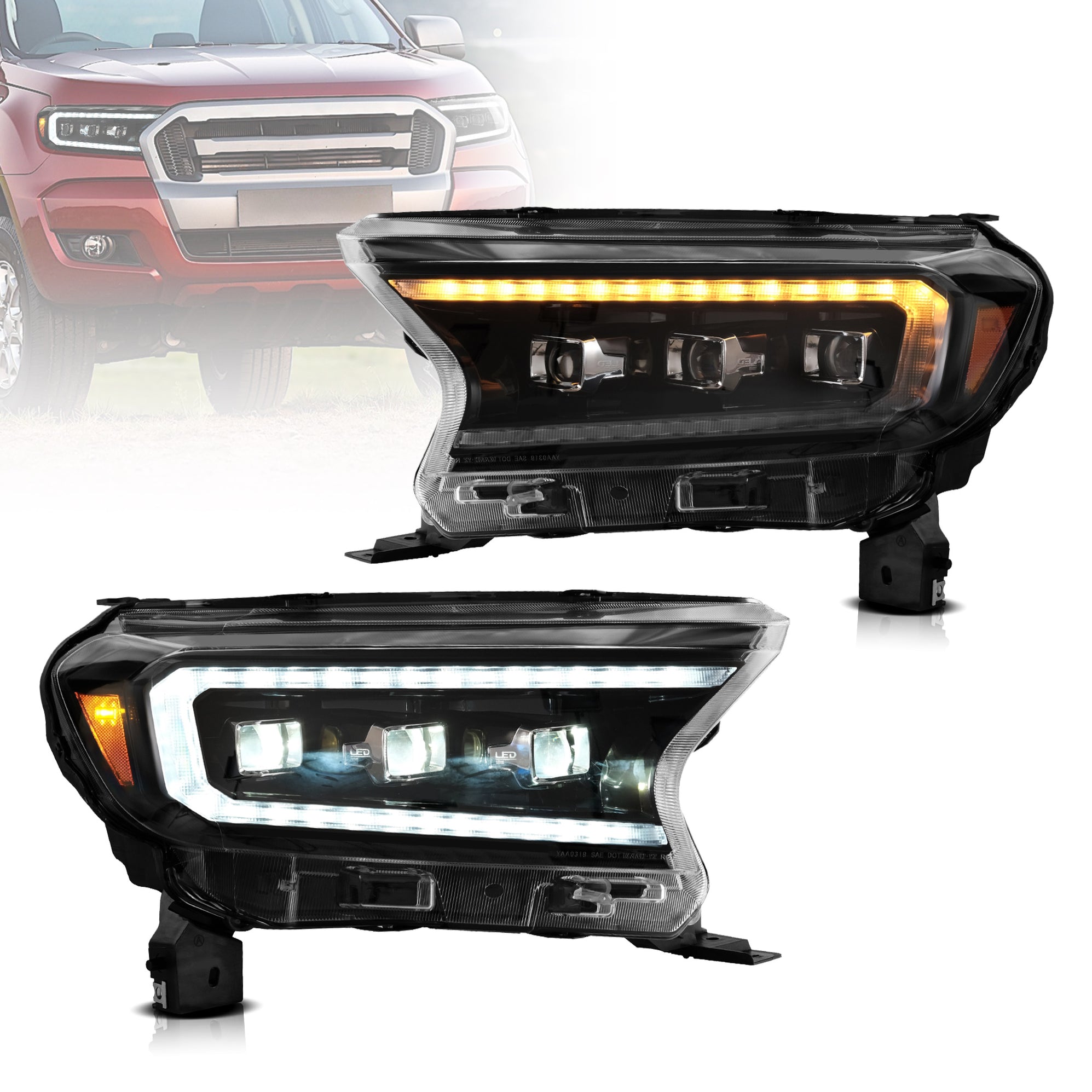 VLAND LED Matrix Projector Headlights For Ford Ranger (T6) Raptor ...