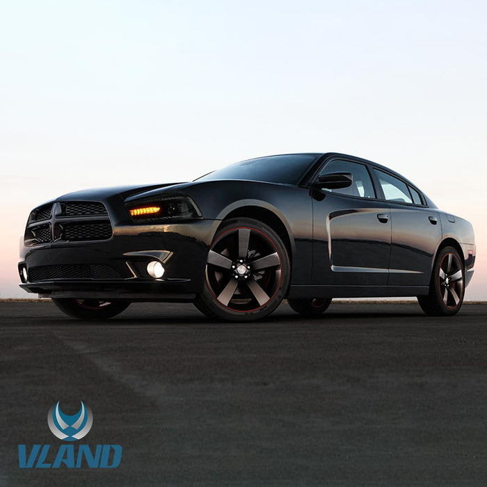 VLAND LED Projector Headlights For Dodge Charger 2011-2014 With Sequential Turn Signals