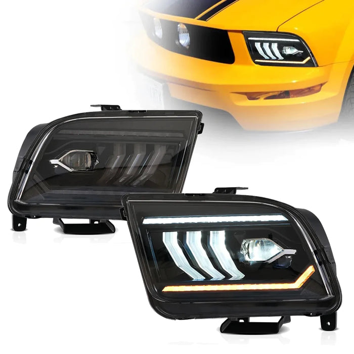 VLAND LED Dual Beam Headlights For Ford Mustang 2005-2009 Front Lights Assembly [SAE. DOT.]