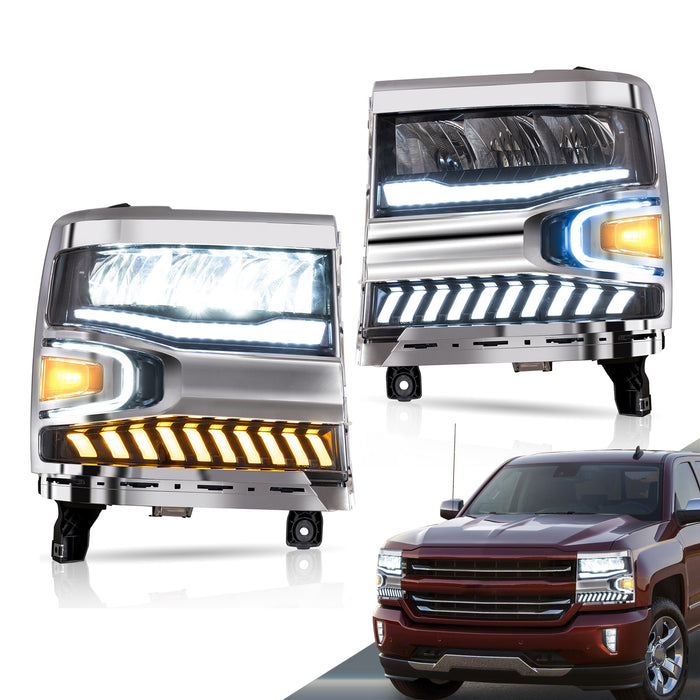 VLAND LED Reflector Headlights For Chevrolet Silverado 1500 2016 2017 2018 [SAE.]