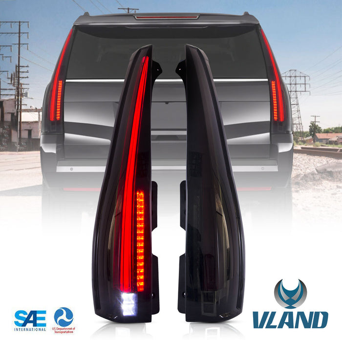 VLAND LED Full Tail Lights For Cadillac Escalade 2007- 2014 3rd Gen SUV [For 6 PINS Plug]