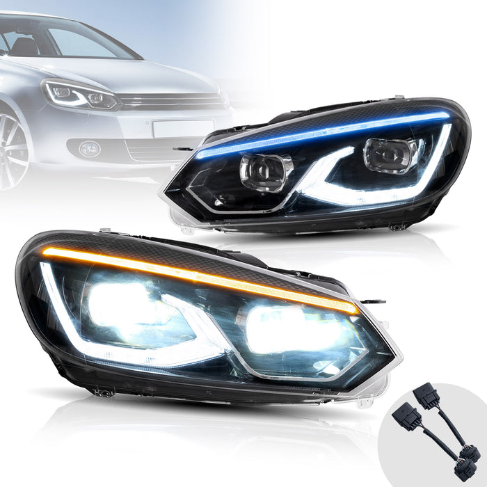 VLAND LED Projector Headlights For Volkswagen [VW] Golf Mk6 2008-2014 With Sequential indicator Turn Signals (MK8 Design Style)