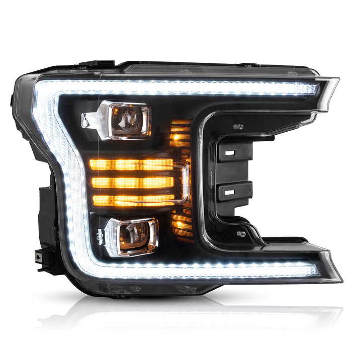 (Only Left/Right Side) VLAND LED Projector Headlights For Ford F150 13th Gen Pickup 2018 2019 2020 [SAE. / DOT. / FMVSS 108]