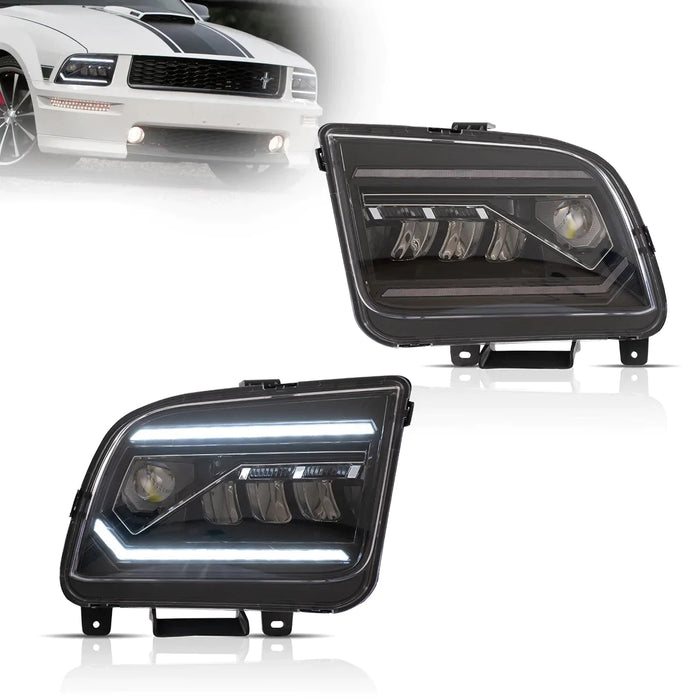 VLAND LED Projector Headlights For Ford Mustang 2005-2009 Front Lights Assembly [SAE. DOT.]