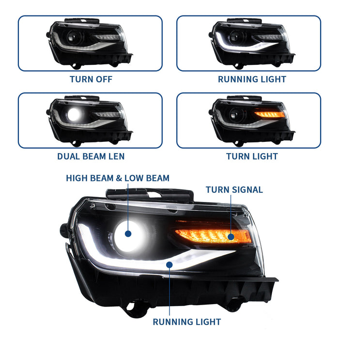 VLAND LED Projector Headlights For Chevy Chevrolet Camaro 2014 2015