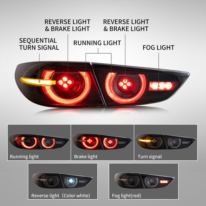 VLAND LED Tail Lights For Mazda 3/Mazda Axela Sedan 2019-2023 4th Gen (Fourth generation)