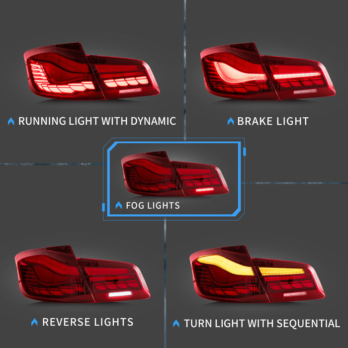 VLAND OLED Tail Lights For BMW 5-Series 2010-2017 F10 F18 6th Gen [E-MARK.]