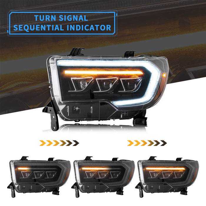 VLAND LED Projector Headlights For Toyota Tundra 2007-2013 & Toyota Sequoia 2008-2020 Front Lights [SAE./DOT.]