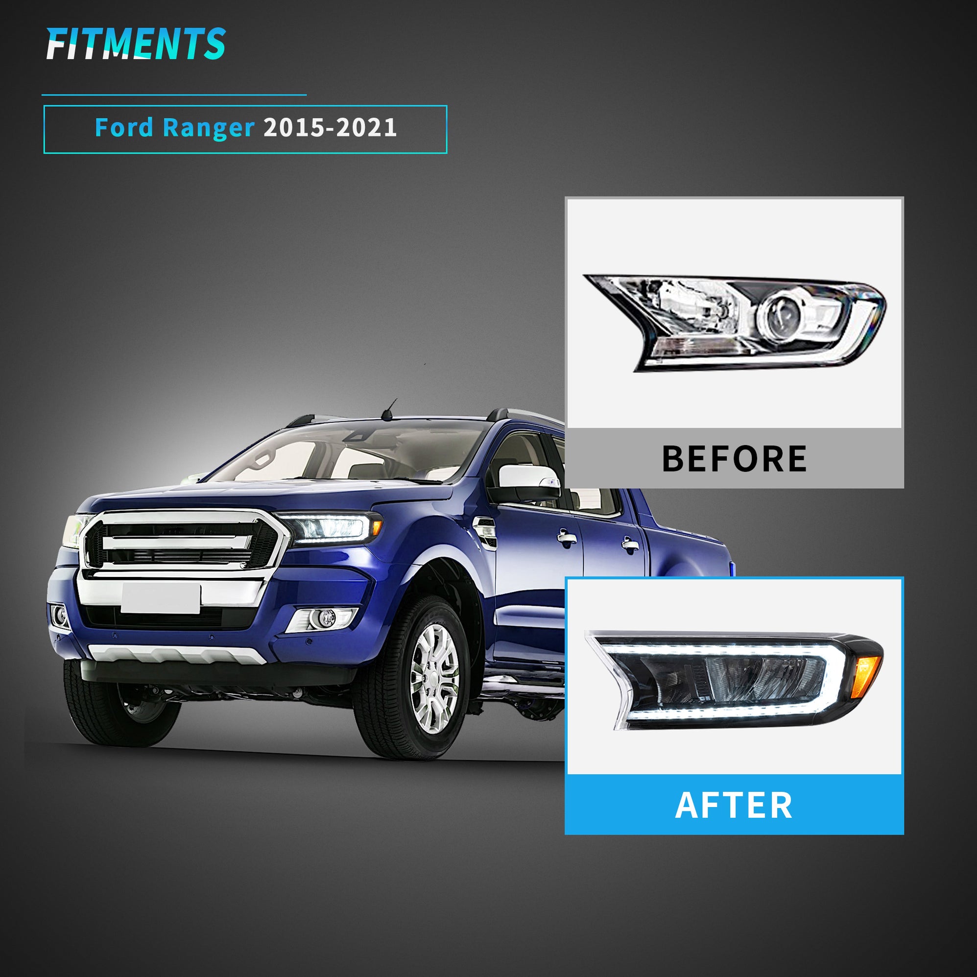 VLAND Full LED Headlights For Ford Ranger T6 Raptor & Wildtrak 2015 ...