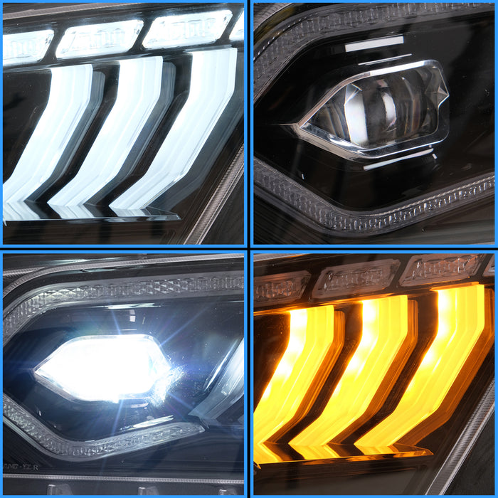 VLAND LED Dual Beam Headlights For Ford Mustang 2010-2014 [SAE. DOT.]