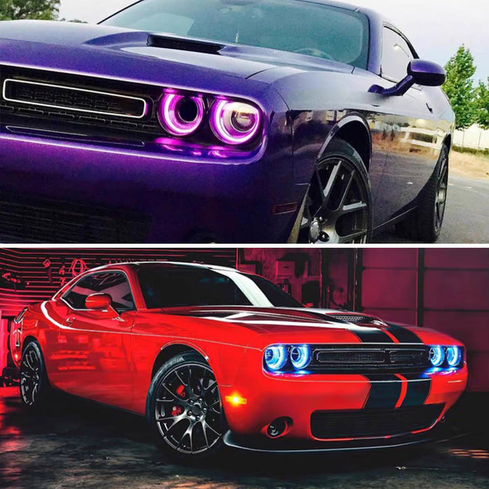 VLAND RGB Headlights For Dodge Challenger 2015-2022 With Sequential Turn Signals
