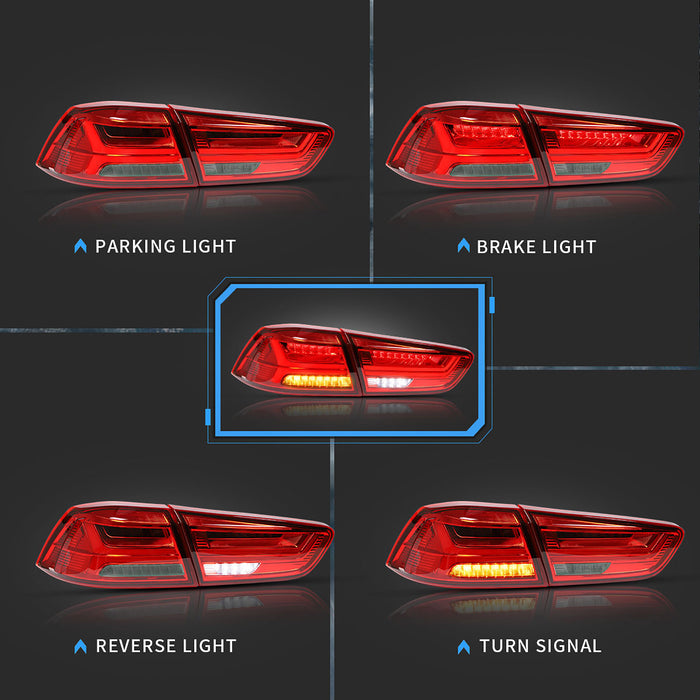 VLAND LED Tail Lights For Mitsubishi Lancer EVO X 2008-2018 With Sequential Indicators