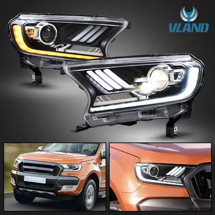 VLAND LED Headlights For Ford Ranger PX2 PX3 T7 2016-2020.