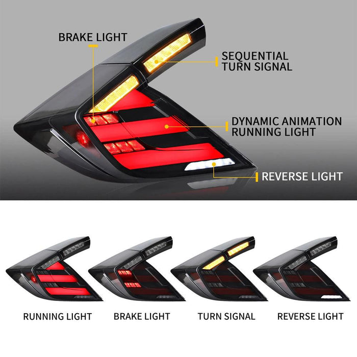 VLAND Full LED Tail Lights For Honda Civic Hatchback & Type R FK8 2016-2021 - VLAND VIP