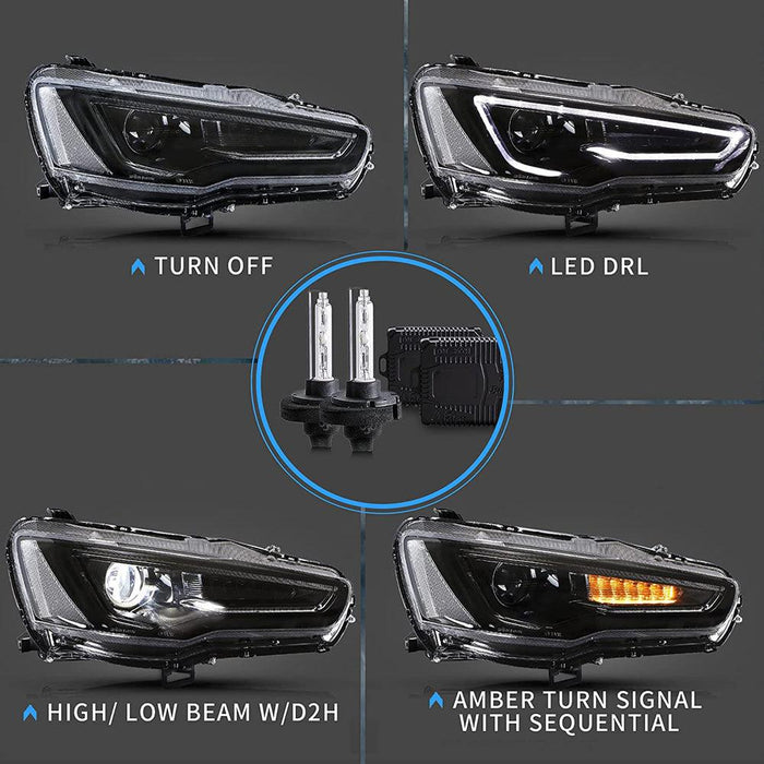 VLAND Headlights and D2H Bulbs For Mitsubishi Lancer EVO X 2008-2018 - VLAND VIP
