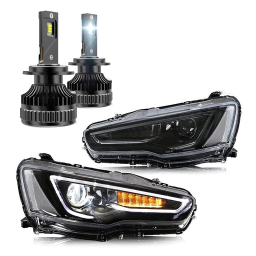 VLAND Headlights and D2S Bulbs For Mitsubishi Lancer EVO X 2008-2018.