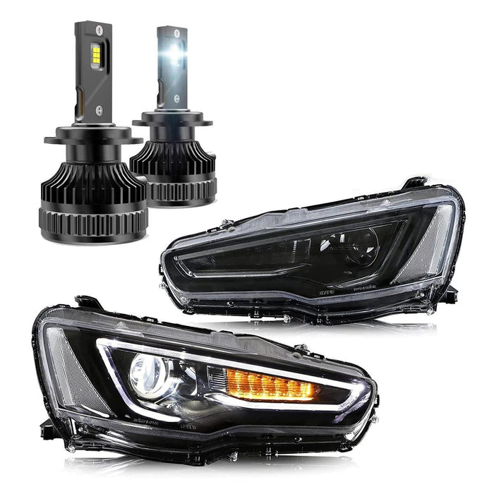 VLAND Headlights and D2S Bulbs For Mitsubishi Lancer EVO X 2008-2018.