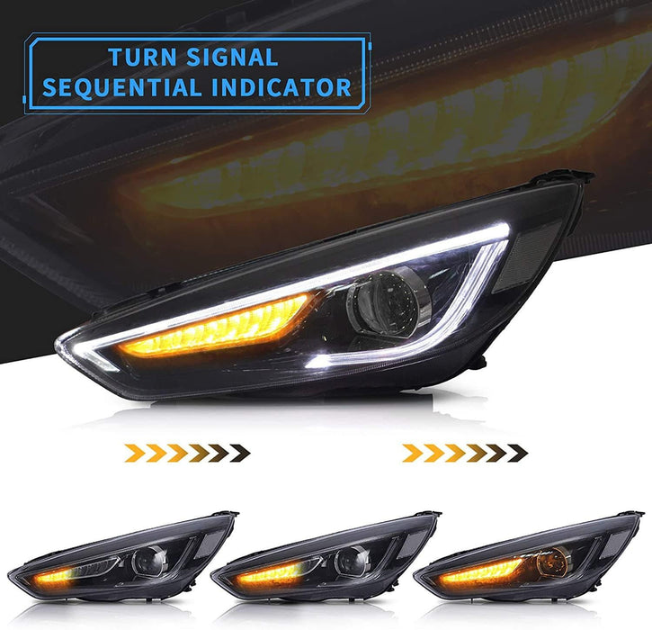 VLAND LED Demon Eye Headlights For Ford Focus 2015-2017 With Sequential Indicators Turn Signals - VLAND VIP