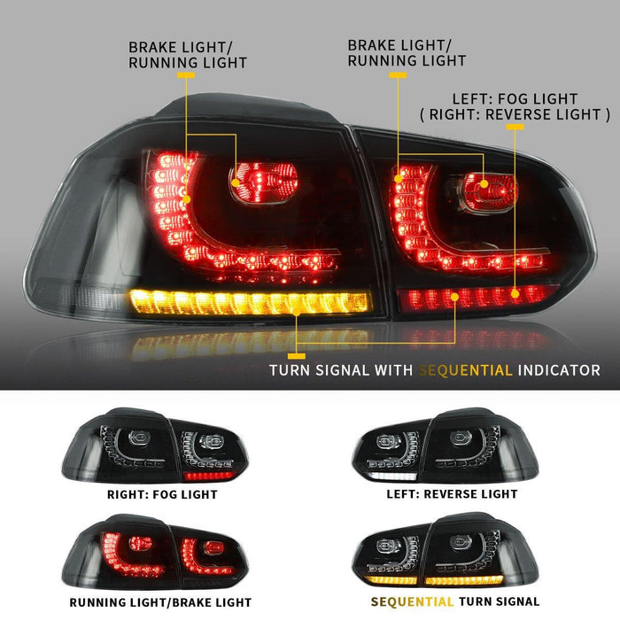 VLAND LED Headlights and Tail Lights Combo For Volkswagen Golf 6 MK6 2008-2014 With Sequential Turn Signals - VLAND VIP