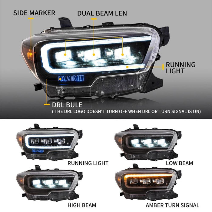 VLAND LED Matrix Projector Headlights For Toyota Tacoma N300 2015-2019 - VLAND VIP