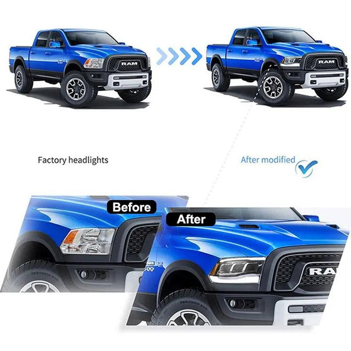 VLAND LED Projector Headlights For Dodge Ram 1500 / 2500 / 3500 2009-2018 Ram1500 Classic 2019-2021 - VLAND VIP