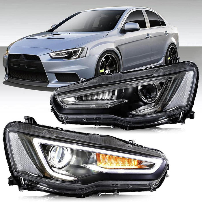 VLAND Led Projector Headlights For Mitsubishi Lancer GT EVO X 2008-2018 with Sequential Indicators - VLAND VIP