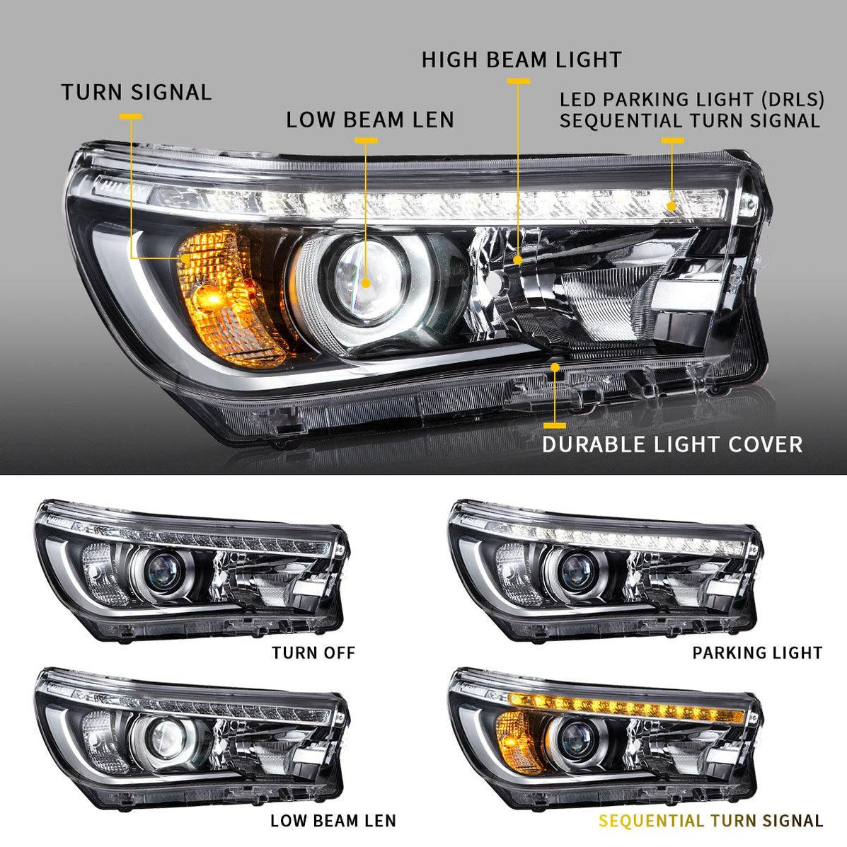 VLAND LED Projector Headlights For Toyota Hilux / Revo 8th Gen 2015 ...