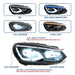 VLAND LED Projector Headlights For Volkswagen [VW] Golf Mk6 2008-2014 With Sequential indicator Turn Signals (MK8 design style) - VLAND VIP