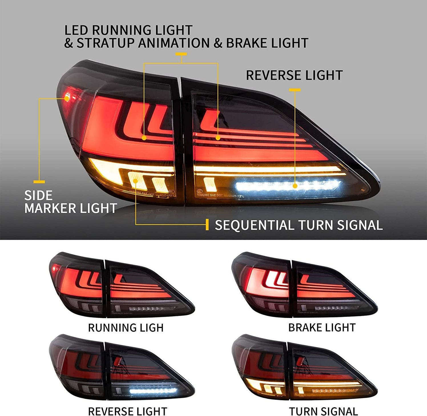 Lexus Rx 3rd Gen Rear VLAND LED Rear Lights For Lexus RX350 RX400h RX450h RX450hL 2009-2014 ...
