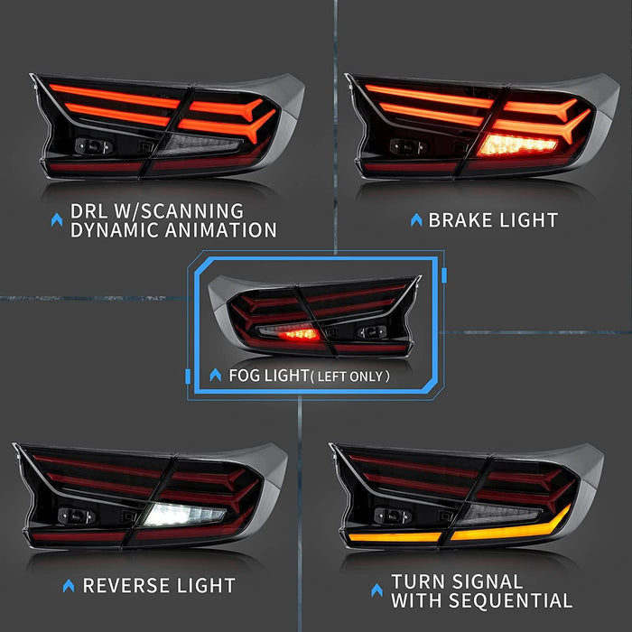 VLAND LED Tail Lights 4PCS For Honda Accord 10th Gen 2018-2020.