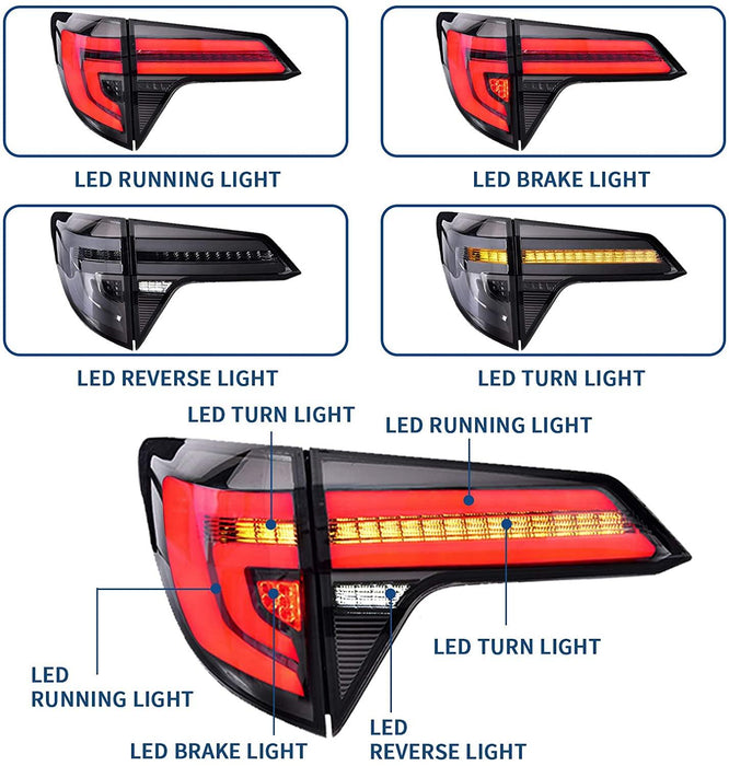 VLAND Tail Lights Lamps For Honda HR-V/ RU1 2015-2020 with Sequential Turn Signals and Dynamic Activate Lighting - VLAND VIP
